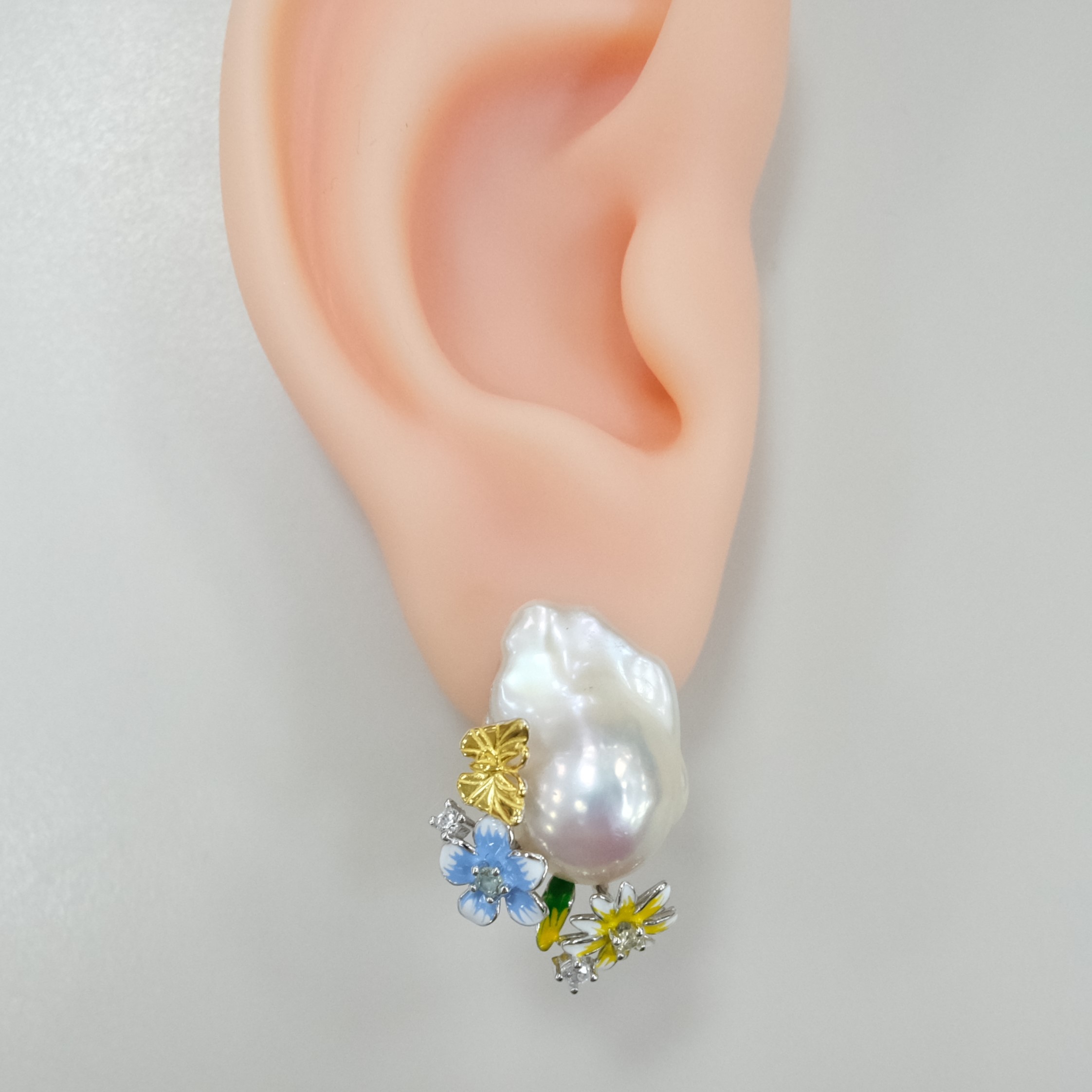 Серебряные серьги с жемчугом Барокко "Бабочки"